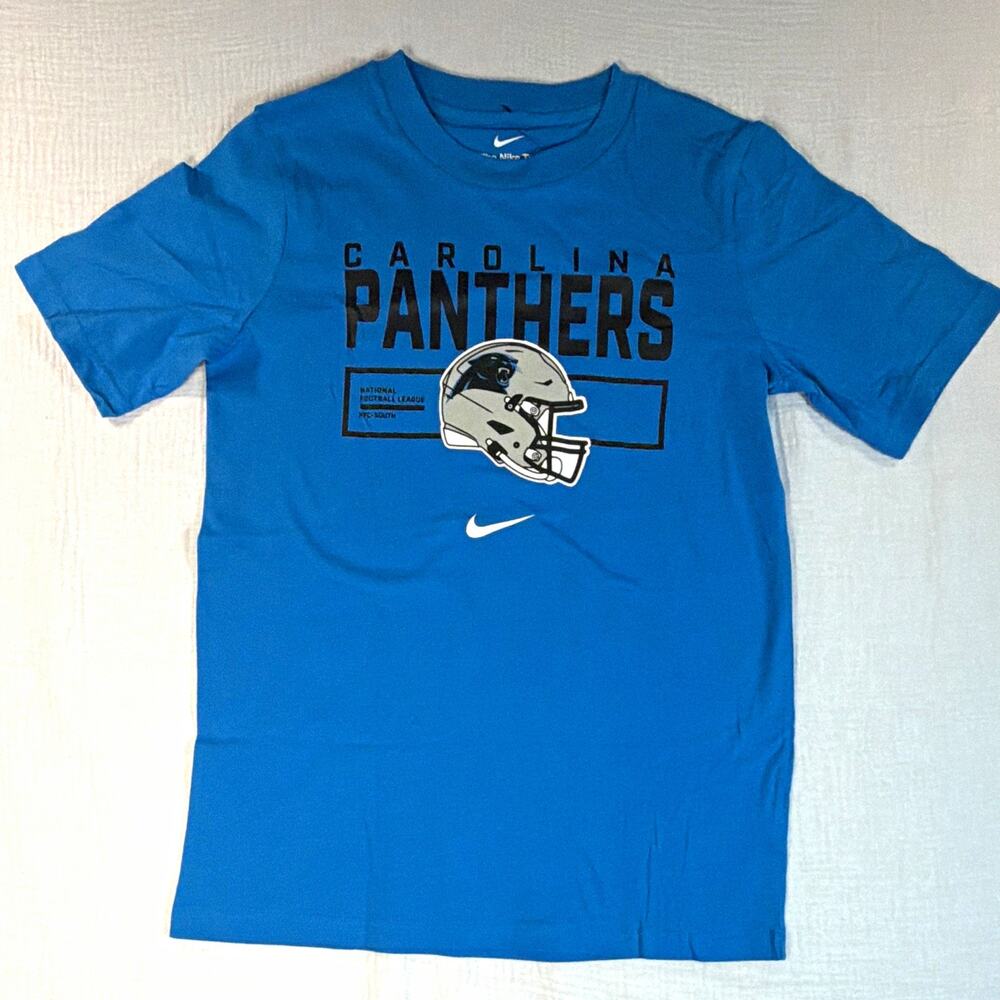 Nike Carolina Panthers NFL Blue Short Sleeve T-Shirt Boys Youth Size L 14/16